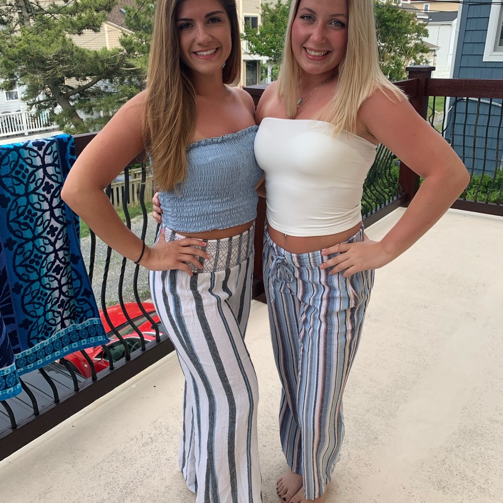 Blue white and grey wide leg flowy beach pants!